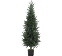 HOMCOM Cyprès artificiel grand 120 cm Plante artificielle, plantes artificielles en pot, résistant aux UV Arbre artificiel Cyprès comme vrai Décoration pour salon chambre bureau balcon
