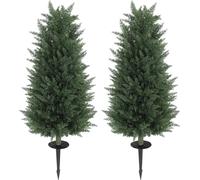 HOMCOM Cyprès artificiel, lot de 2 avec piquet de terre 100 cm Plante artificielle, plantes artificielles, arbre artificiel comme une vraie décoration pour bureau salon chambre jardin