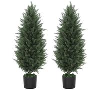 HOMCOM Cyprès Artificiel, Lot de 2, Grand 90 cm Plante Artificielle, Plantes artificielles en Pot, résistant aux UV Arbre Artificiel comme Un Vrai Décoration pour Le Salon Chambre à Coucher Extérieur