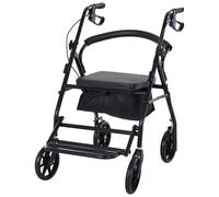 HOMCOM Déambulateur 4 Roues Pliable Léger Système de Freinage Double Poignée Ergonomique Réglable Panier de Rangement Dossier et Siège