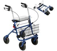 HOMCOM Déambulateur 4 Roues Pliable, Rollator en Acier Inoxydable, Bleu