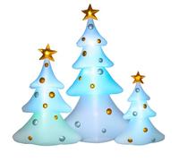 HOMCOM Décoration de Noël Gonflable avec Lumière LED - Set de 3 Sapins Autogonflants 210 cm - Étanche pour Fêtes, Intérieur et Extérieur