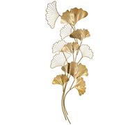 HOMCOM Décoration murale 3D en métal, art mural doré avec feuilles de Ginkgo 138 x 70 cm