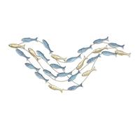 HOMCOM Décoration murale en métal moderne, sculpture murale en métal avec motif de poisson unique, suspendu décor pour salon, chambre à coucher, bureau, 100 x 50 cm, bleu clair