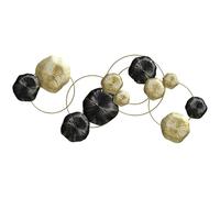 HOMCOM Décoration murale en métal moderne, sculpture murale en métal en forme de feuille de lotus, design unique à plusieurs disques, suspendu décor pour salon, chambre bureau, 84x35cm, doré et noir