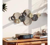HOMCOM Décoration Murale en Métal Moderne Suspendu 100 x 50 cm Kaki et Noir