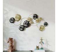 HOMCOM Décoration Murale en Métal Moderne Suspendu 84x35cm Doré et Noir