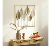 HOMCOM Décoration Murale en métal Moderne Suspendu décor 70 x 70 cm doré