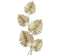 HOMCOM Décoration murale Monstera Art mural Peinture métallique Moderne | Sculpture murale, avec feuille appliquée à la main, Art pour salon, pour chambre