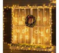 HOMCOM Décoration Noël stickers lumineuse autocollant fenêtre DIY 183 lumières LED stickers amovibles 18 pièces