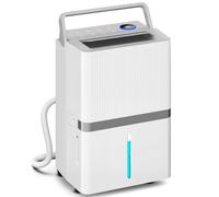 HOMCOM Déshumidificateur 35L/Jour, déshumidificateur d'humidité, pour 40-90 ㎡, voyant d'humidité, réservoir 5,5 litres, vidange continue, minuterie 24H, affichage LED, séchage du linge, blanc