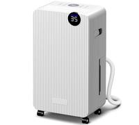 HOMCOM Déshumidificateur d'air 12 L/jour, déshumidificateur silencieux, drainage continu, réservoir d'eau 2,1 L, minuterie 24 h, écran LED, témoin d'humidité, anti-moisissure, séchage du linge, blanc