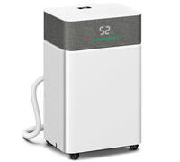 HOMCOM Déshumidificateur d'air 20 L/jour, déshumidificateur silencieux, drainage continu, réservoir d'eau 4,5 L, minuterie 24 h, écran LED, témoin d'humidité, anti-moisissure, séchage du linge, blanc