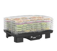 HOMCOM Déshydrateur automatique avec 6 clayettes réglables en hauteur, 550 W, 40-70°C, minuterie 48 h, déshydrateur pour viande, fruits, légumes, fleurs, noir