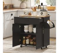 HOMCOM Dessert îlot de cuisine multi-rangements tiroirs placard 2 portes avec étagère réglable 105 x 36 x 85 cm noir