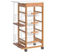 HOMCOM Desserte Cuisine à roulettes avec Tiroir 47x37x83 cm Blanc Marron