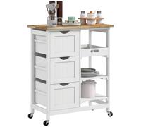 HOMCOM Desserte de Cuisine à roulettes 3 Tiroirs 67x37x85,5cm Blanc