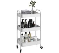 HOMCOM Chariot de service Desserte 3 niveaux en acier 45 x 30,6 x 79 cm Blanc