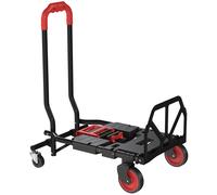 HOMCOM Diable et Chariot de Transport à Roulettes Pliable 2-en-1, Charge Max 120 kg, Base Rabattable, Acier, 83x44x78cm, Rouge