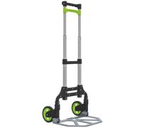 HOMCOM Diable Pliable en Aluminium avec 100 cm Poignée Télescopique, pour Entrepôt, Aéroport, 38,5x41x100cm, Vert