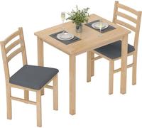 HOMCOM-Dinette-Bois d'hévéa, MDF-80L x 60B x 74,5H cm-Bois naturel