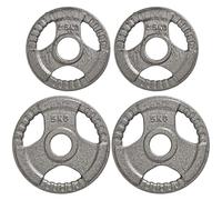 HOMCOM Disques de Poids 2,5/2,5/5/5 kg, Total 15 kg, en Acier | 4 Poids Musculation pour Barres Olympiques 50 mm, Disques d'Haltères pour Entraînement Haltérophilie Musculation