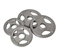 HOMCOM Disques de poids 2,5/2,5/5/5 kg totale15kg, 4 poids musculation pour 5 cm barres olympiques, disques d'haltères pour musculation, fitness, haltérophilie en acier