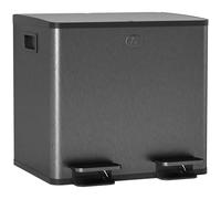 HOMCOM Dual Kitchen Bin, 2 x 15L Stainless Steel Double Rubbish Bin with Soft Close Lid, Removable Inner Buckets, Fingerprint-Proof for Recycling and Waste, Black (poubelle double en acier inoxydable