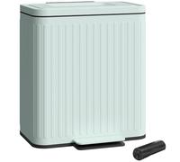 HOMCOM Dual Kitchen Bin, 2 x 20L Double Bin for Recycling and Waste, Fingerprint-proof Pedal Bin with Soft-Close Lid, Removable Inner Buckets, Rubbish Bags, Green (poubelle à pédale résistante aux