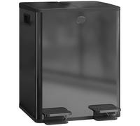 HOMCOM Dual Kitchen Bin, 2 x 20L Stainless Steel Double Rubbish Bin with Soft Close Lid, Removable Inner Buckets, Fingerprint-Proof for Recycling and Waste, Black (poubelle double en acier inoxydable