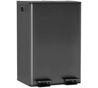 HOMCOM Dual Kitchen Bin, 2 x 28L Stainless Steel Double Rubbish Bin with Soft Close Lid, Removable Inner Buckets, Fingerprint-Proof for Recycling and Waste, Black (poubelle double en acier inoxydable