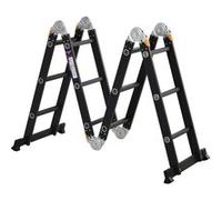 HOMCOM Echelle aluminium pliable multifonction 5 positions 3,7 m 12 échelons certification NF EN131 charge max. 150 Kg noir Noir G