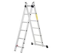 HOMCOM Échelle Multifonctions en Aluminium 2,5 m, échelle Pliable Portable avec Pied antidérapant et Cadre Triangulaire, escabeau Charge jusqu'à 150 kg, Argent