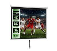 HOMCOM Écran de Projection 100" 4:3 HD 4K, Écran Videoprojecteur avec Boîtier en Métal, Hauteur Réglable Manuellement, pour Cinéma Maison, Bureau, Voyage, 203 x 152 cm, Blanc