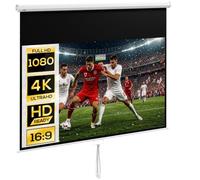 HOMCOM Écran de Projection 120" 16:9 HD 4K avec Boîtier 266 x 149 cm Blanc