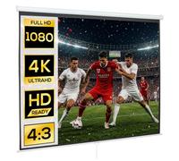 HOMCOM Écran de Projection 120" 4:3 HD 4K avec Boîtier 244 x 183 cm Blanc | Écran Vidéoprojecteur, Boîtier en Métal, Hauteur Réglable Manuellement, pour Cinéma Maison, Bureau, Voyage