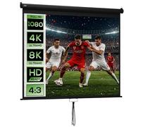 Écran de projection - HOMCOM - 120"" 4:3 HD 4K, écran hauteur réglable manuellement - métal 244x183cm - noir