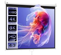HOMCOM Écran de Projection 120" 4:3 HD 4K, Boîtier en Métal, Écran Hauteur Réglable Manuellement, 244x183cm, Blanc