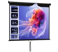 HOMCOM Écran de Projection 120" 4:3 HD 4K, Boîtier en Métal, Écran Hauteur Réglable Manuellement, 244x183cm, Noir