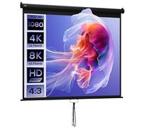 HOMCOM Écran de Projection 120" 4:3 HD 4K, Écran Videoprojecteur avec Boîtier en Métal, Écran Hauteur Réglable Manuellement, pour Cinéma Maison, Bureau, Voyage, Noir