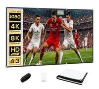 HOMCOM Écran de Projection 120" HD 16:9 Lavable Blanc | 4K/8K, hauteur réglable manuelle, écran de projection, angle large 160°, pour maison, home cinéma, bureau