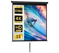 HOMCOM Écran de Projection 85" 1:1 HD 4K Boîtier Métal 152 x 152 cm Noir