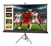 HOMCOM Écran de Projection avec Trépied Pliable 100 Pouces 4K HD 16:9, 236L cm, Écran Vidéoprojecteur, Hauteur Réglable, Angle de Vision 160°, pour Home Cinéma, Films en Intérieur/Extérieur, Noir
