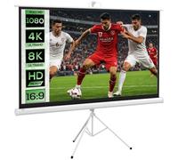 HOMCOM Écran de Projection avec Trépied Pliable 84 Pouces 4K HD 16:9, 200L cm, Écran Vidéoprojecteur, Hauteur Réglable, Angle de Vision 160°, pour Home Cinéma, Films en Intérieur/Extérieur, Blanc