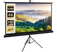 HOMCOM Écran de Projection avec trépied Pliable 84 Pouces 4K HD 16:9, écran vidéoprojecteur réglable en Hauteur, idéal pour Le Home cinéma, Les Films en intérieur/à l'extérieur
