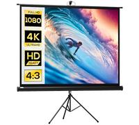 HOMCOM Écran de Projection avec Trépied Pliable 84 Pouces 4K HD 4:3, 180L cm, Écran Vidéoprojecteur, Hauteur Réglable, Angle de Vision 160°, pour Home Cinéma, Films en Intérieur/Extérieur, Noir