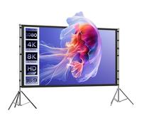 HOMCOM Écran de projection avec trépieds 100" 16:9 HD 4K/8K, 268Lcm, écran videoprojecteur sur pied portable, double face, 2 trépieds pliables, angle de vision 160°, pour cinéma maison, bureau, voyage
