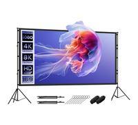 HOMCOM Écran de projection avec trépieds 120" 16:9 HD 4K/8K, 309Lcm, écran videoprojecteur sur pied portable, double face, 2 trépieds pliables, angle de vision 160°, pour cinéma maison, bureau, voyage