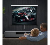 HOMCOM Écran de projection de 84 pouces, écran vidéoprojecteur, 4:3 4K HD, fixation mur ou plafond, 181l x 8P x 138H cm, blanc