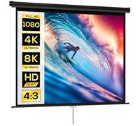 HOMCOM Écran de Projection de 84 Pouces, écran vidéoprojecteur, pour Home cinéma, 4:3 4K HD, Fixation Mur ou Plafond, 181 x 8 x 138 cm, Noir